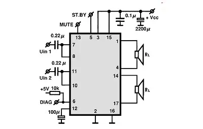 TDA8581 III electronic component with associated schematic circuit diagram